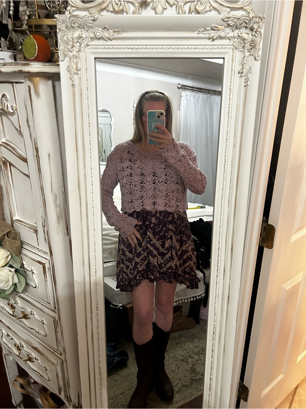 Free People Crochet Cropped Sweater Medium
